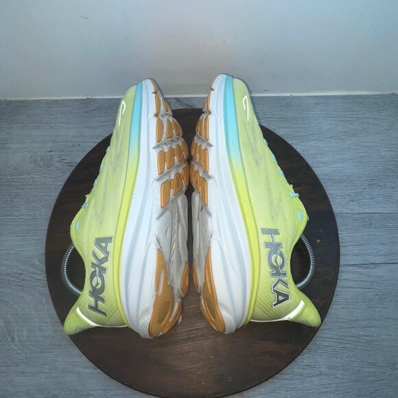 Hoka One One Clifton 9 Mens Size 9.5B Yellow Blue Walking Running Shoes Sneakers main image 10